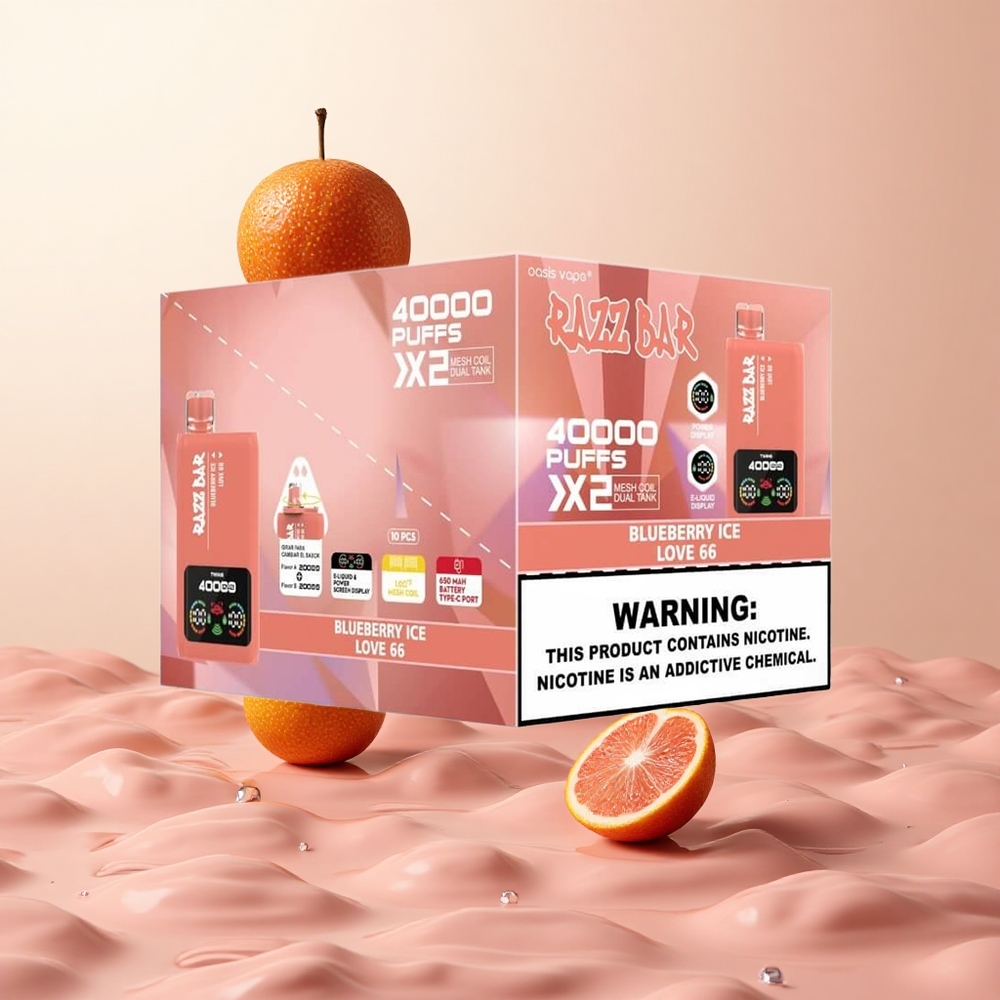 Arándano Azul Hielo Amor 66 Razz Bar 40000 Caladas Tipo-C Pantalla de Potencia