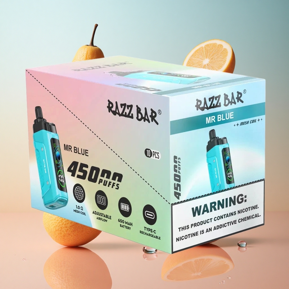 Azul Señor Razz Bar 45000 Caladas Vape Desechable con Bobina Mesh 10 Ohm y Flujo de Aire Ajustable