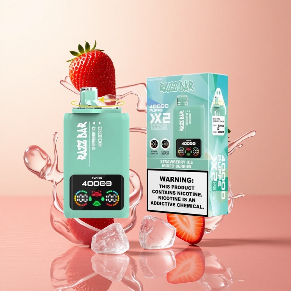 Fresa Helada y Frutas Mixtas Razz Bar 40000 Caladas Pantalla de Potencia y Batería de 650 Mah