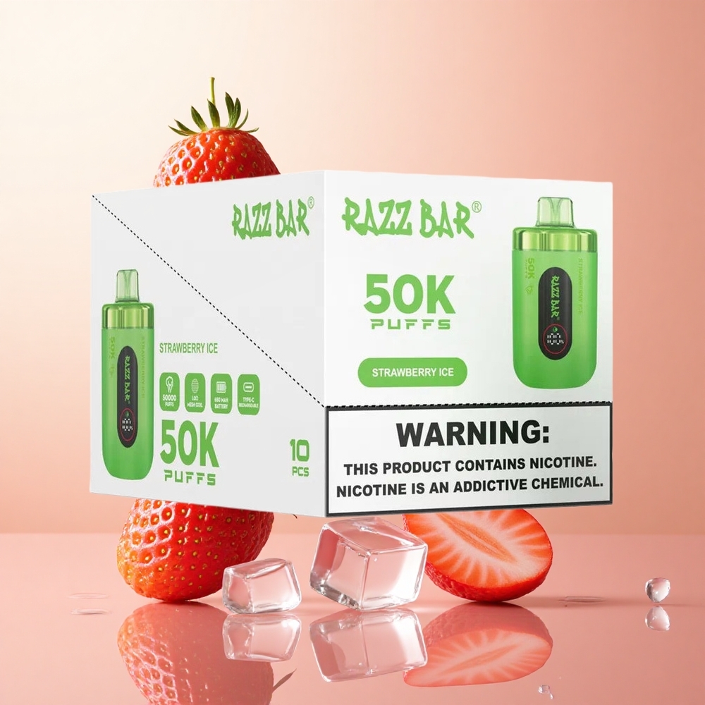 Fresa Hielo Razz Bar 50K Caladas Recargable Tipo-C con 2 de Nicotina