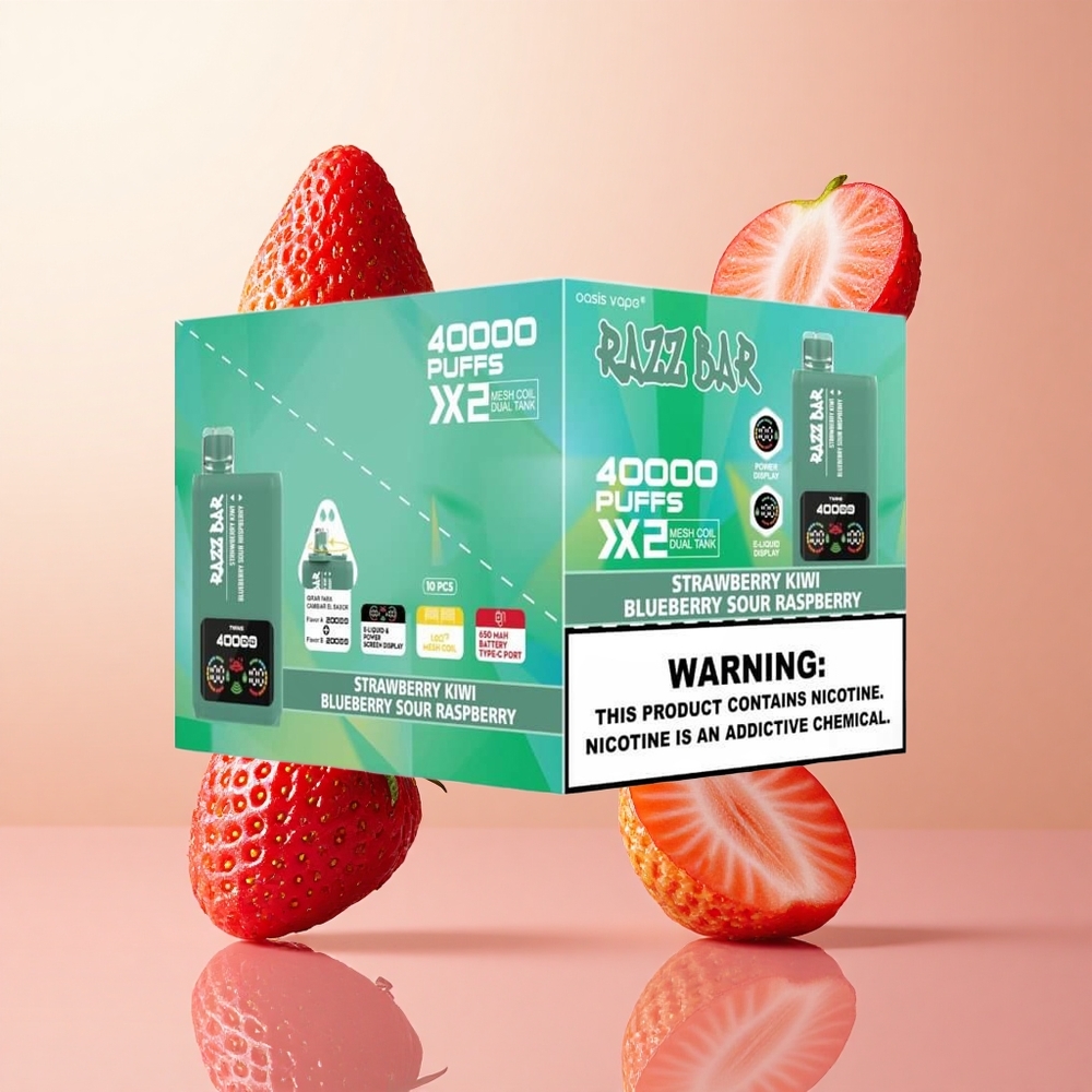 Fresa Kiwi-Arándano Frambuesa Ácida Razz Bar 40000 Caladas Pantalla de Potencia Tipo-C