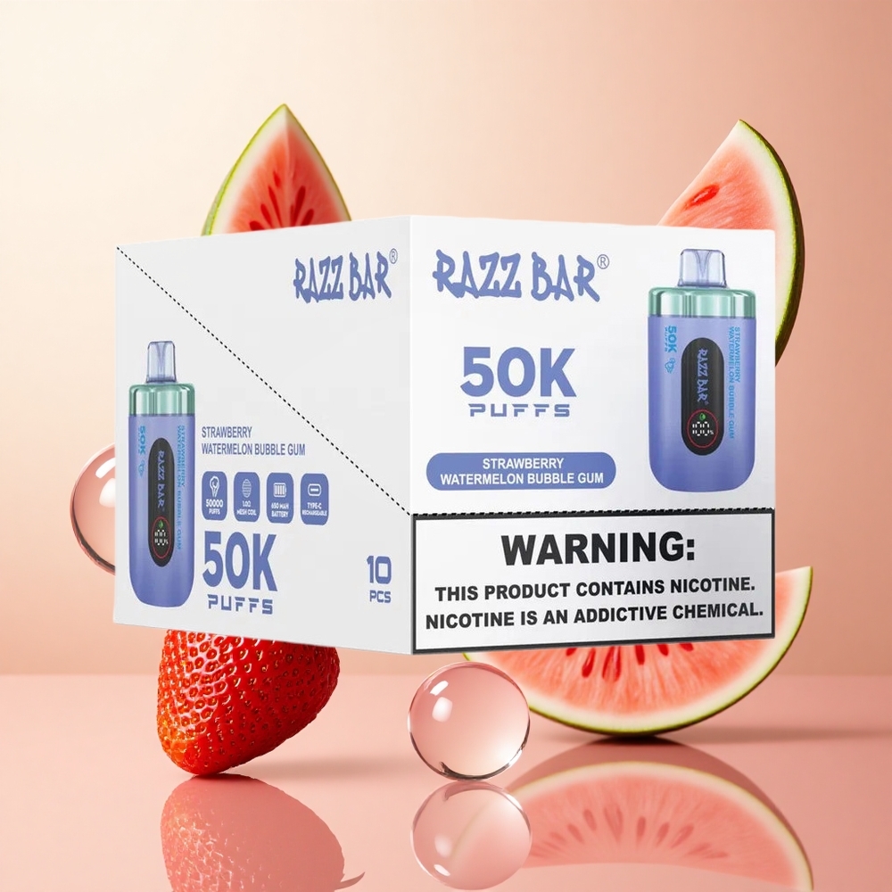 Fresa Sandía Chicle Razz Bar 50K Caladas Recargable Tipo-C