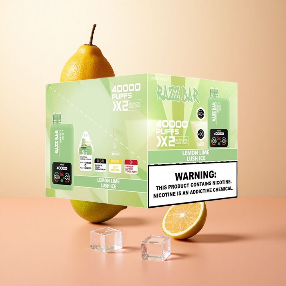 Limón Lima_Hielo Lujoso Razz Bar 40000 Caladas Pantalla de Potencia Puerto Tipo-C