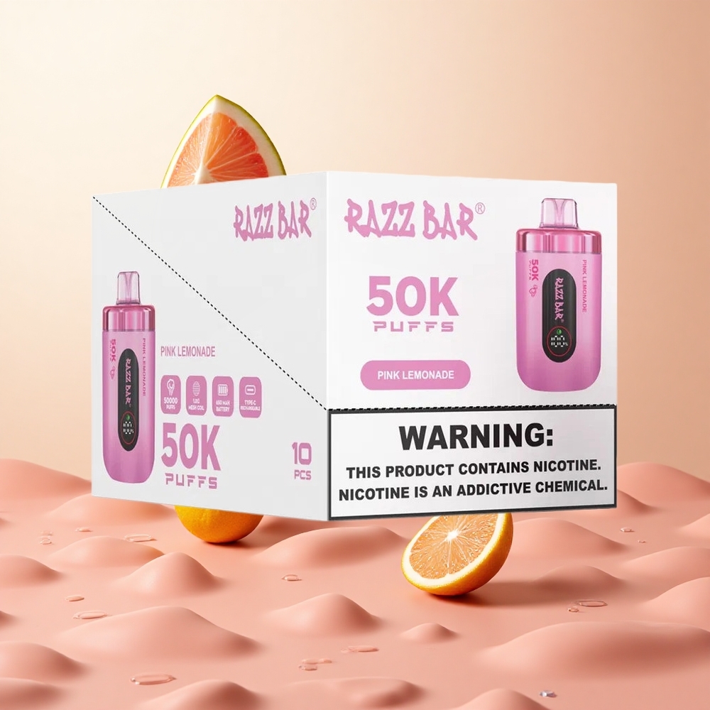 Limón Rosa Razz Bar 50K Caladas Vape Desechable con Batería 650 Mah y Bobina Mesh 10 Ohm