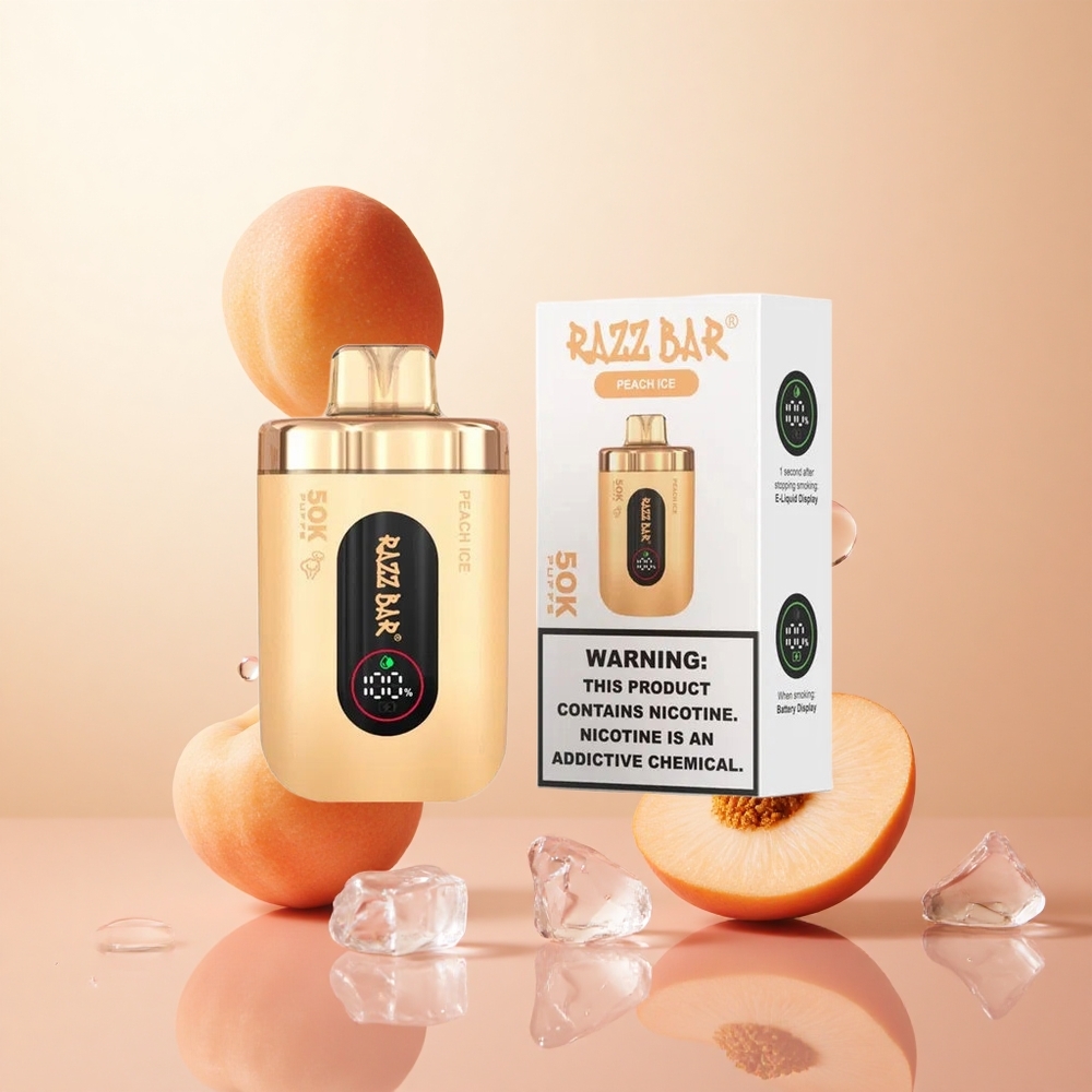 Melocotón Hielo Razz Bar 50K Caladas Recargable Tipo-C