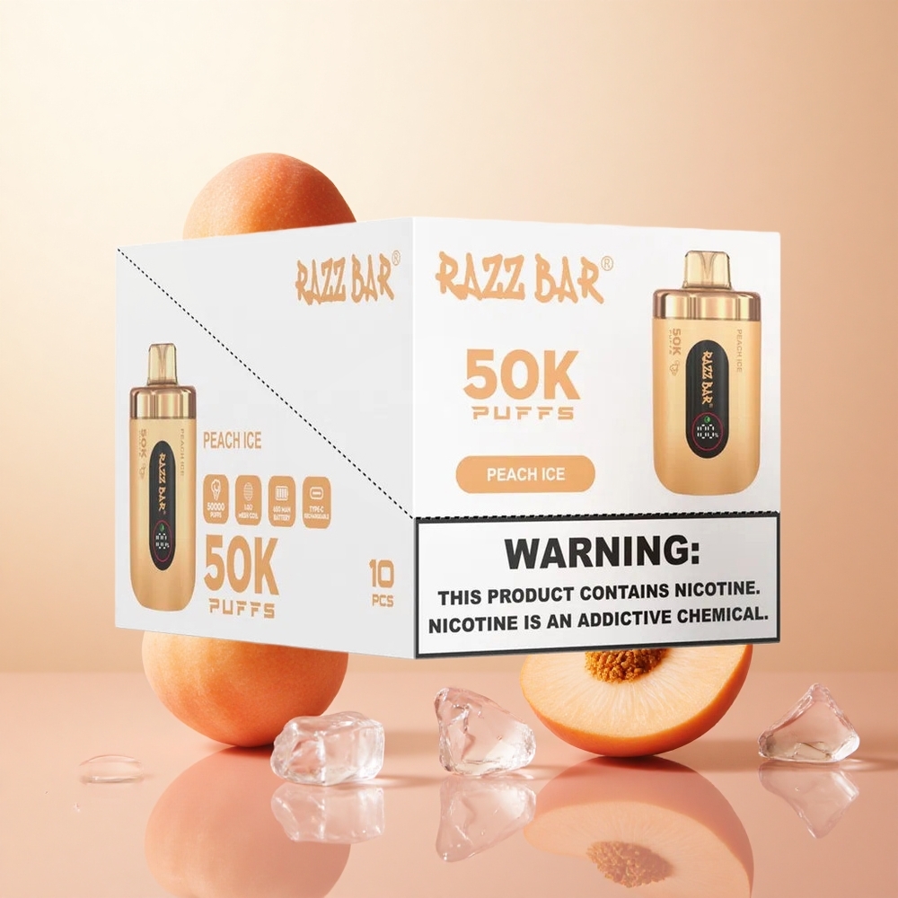 Melocotón Hielo Razz Bar 50K Caladas Recargable Tipo-C