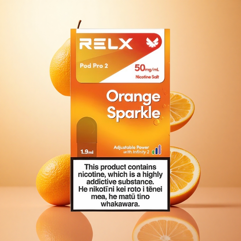 Relámpago Naranja RELX Pod Pro 2 Puertos con 5 Nicotina y 600 Caladas
