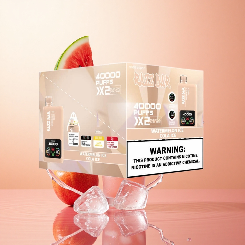 Sandía Helada  Cola Helada Razz Bar 40000 Caladas Pantalla de Potencia Tipo-C Puerto