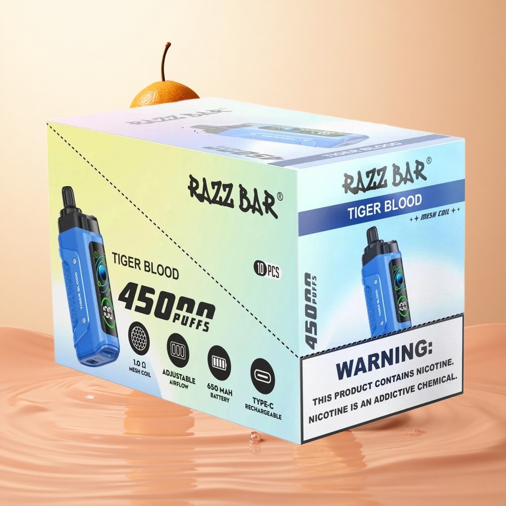 Sangre de Tigre Razz Bar 45000 Caladas Vape Desechable con Bobina Mesh 10 Ohm