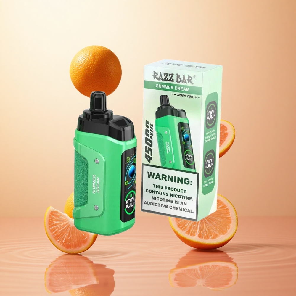 Sueño de Verano Razz Bar 45000 Caladas con Bobina Mesh 10 Ohm y Batería Recargable 650 Mah