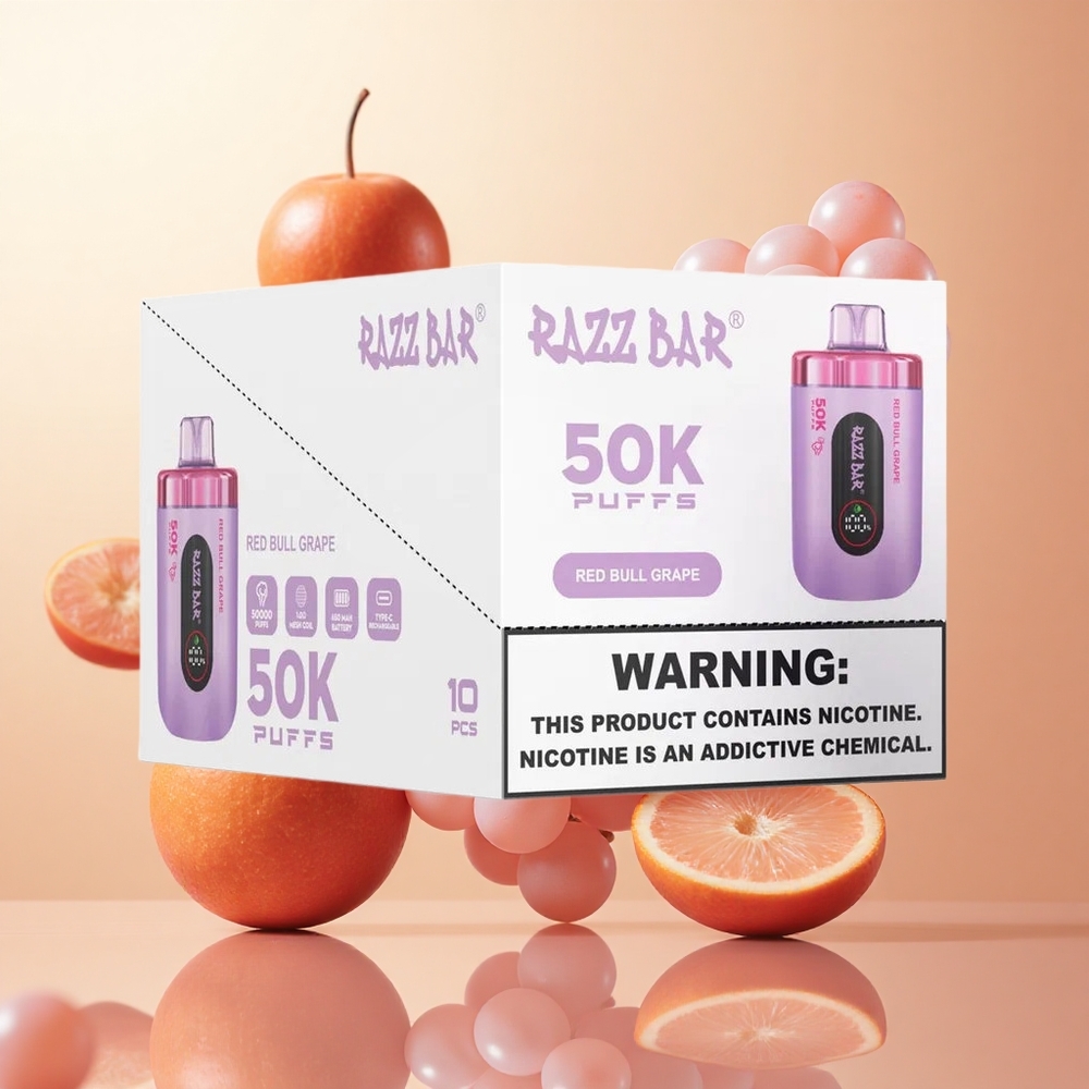 Uva Toro Rojo Razz Bar 50K Caladas Recargable Tipo-C con Batería 650 Mah