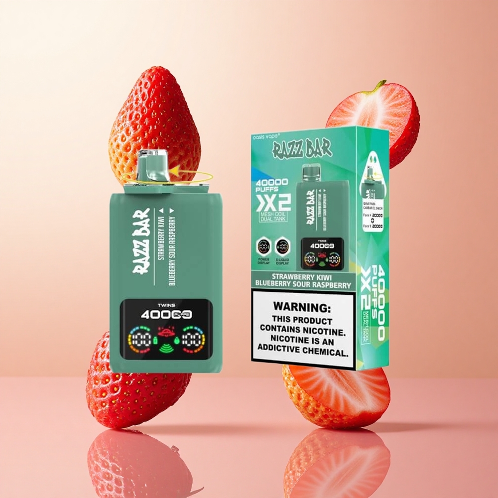 Fresa Kiwi-Arándano Frambuesa Ácida Razz Bar 40000 Caladas Pantalla de Potencia Tipo-C