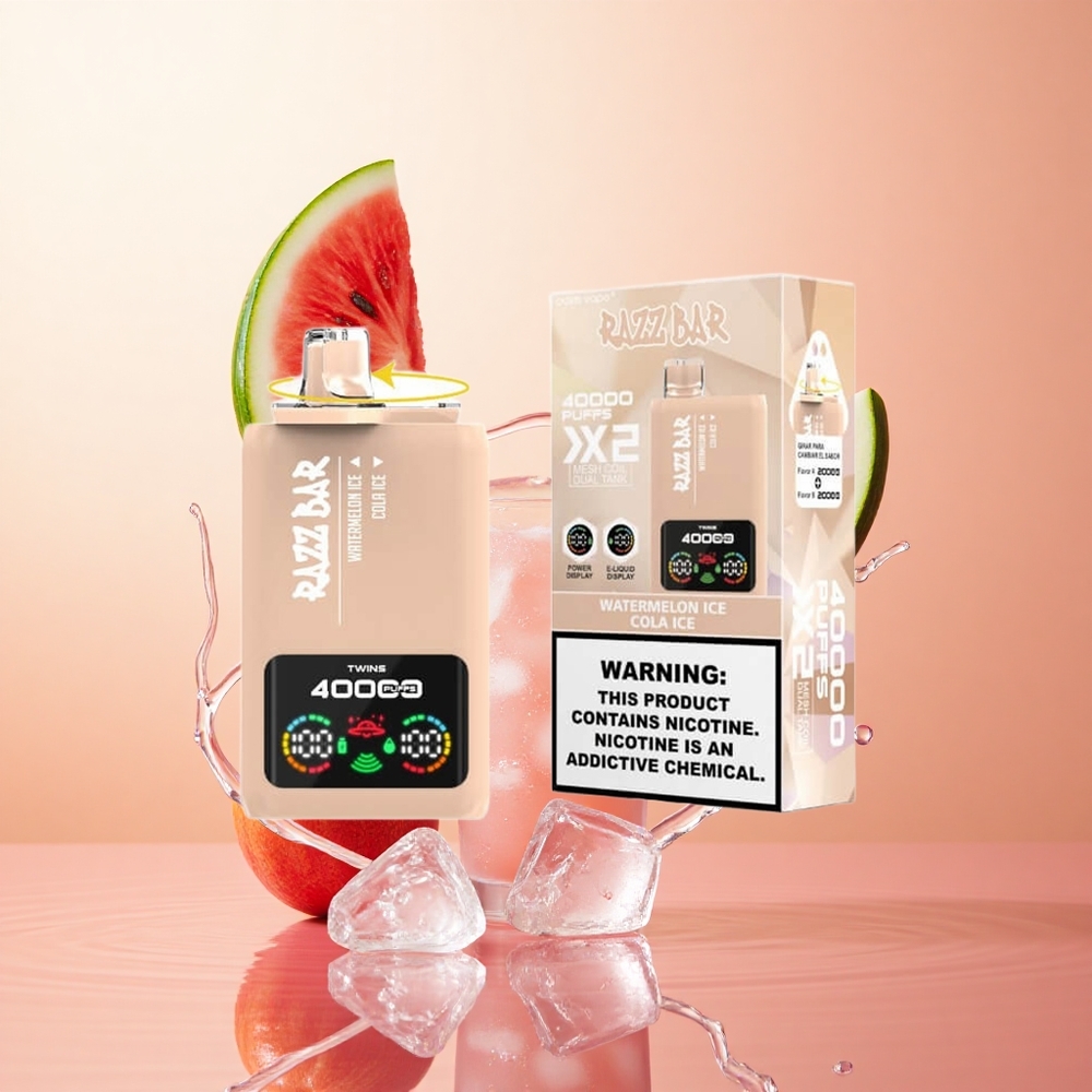 Sandía Helada & Cola Helada Razz Bar 40000 Caladas Pantalla de Potencia Tipo-C Puerto