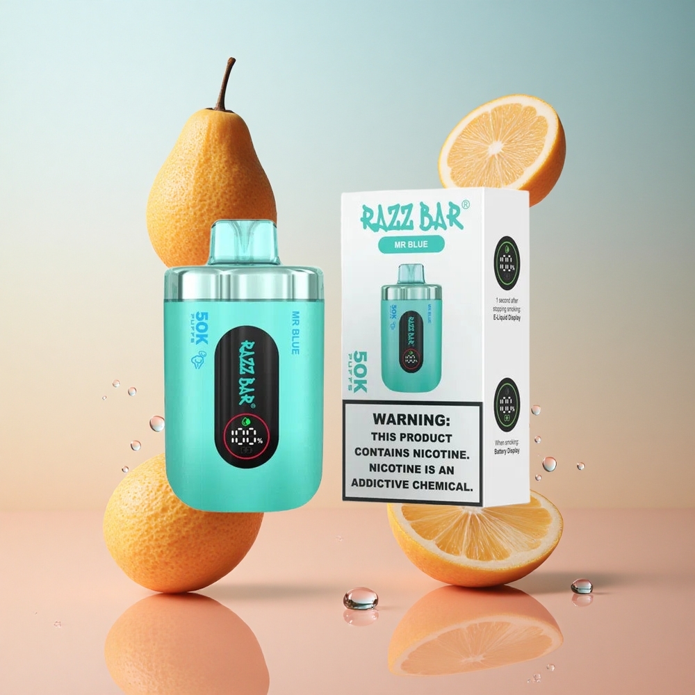 Azul Señor Razz Bar 50K Caladas Desechable Vape con 2% Nicotina y Bobina de Malla 1.0 Ohm