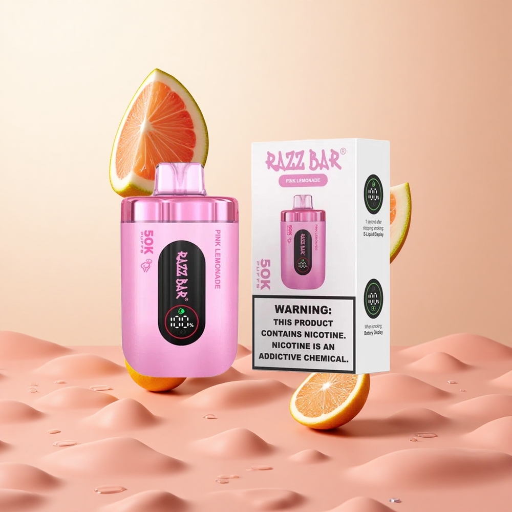 Limón Rosa Razz Bar 50K Caladas Vape Desechable con Batería 650 Mah y Bobina Mesh 1.0 Ohm