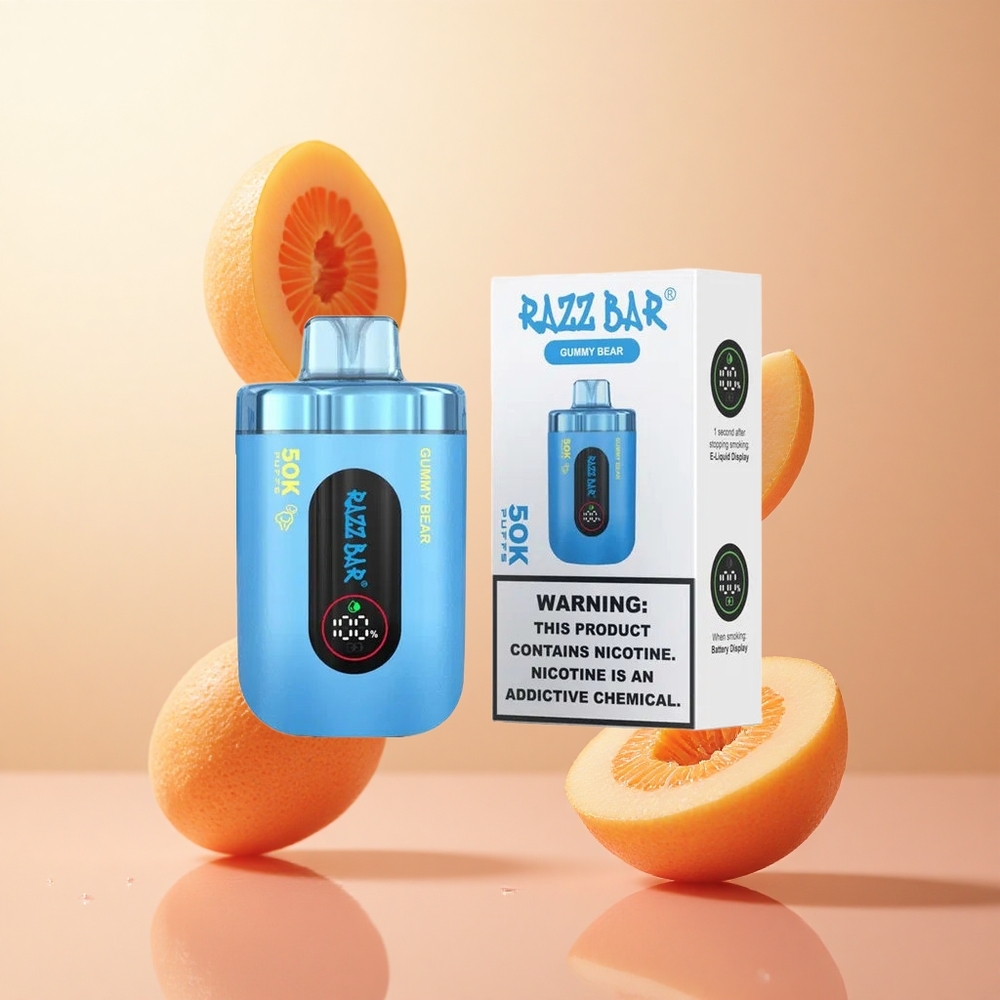 Osito de Gominola Razz Bar 50K Caladas Vape Desechable con Bobina Mesh de 1.0 Ohm y Batería Recargable 650 Mah Tipo-C
