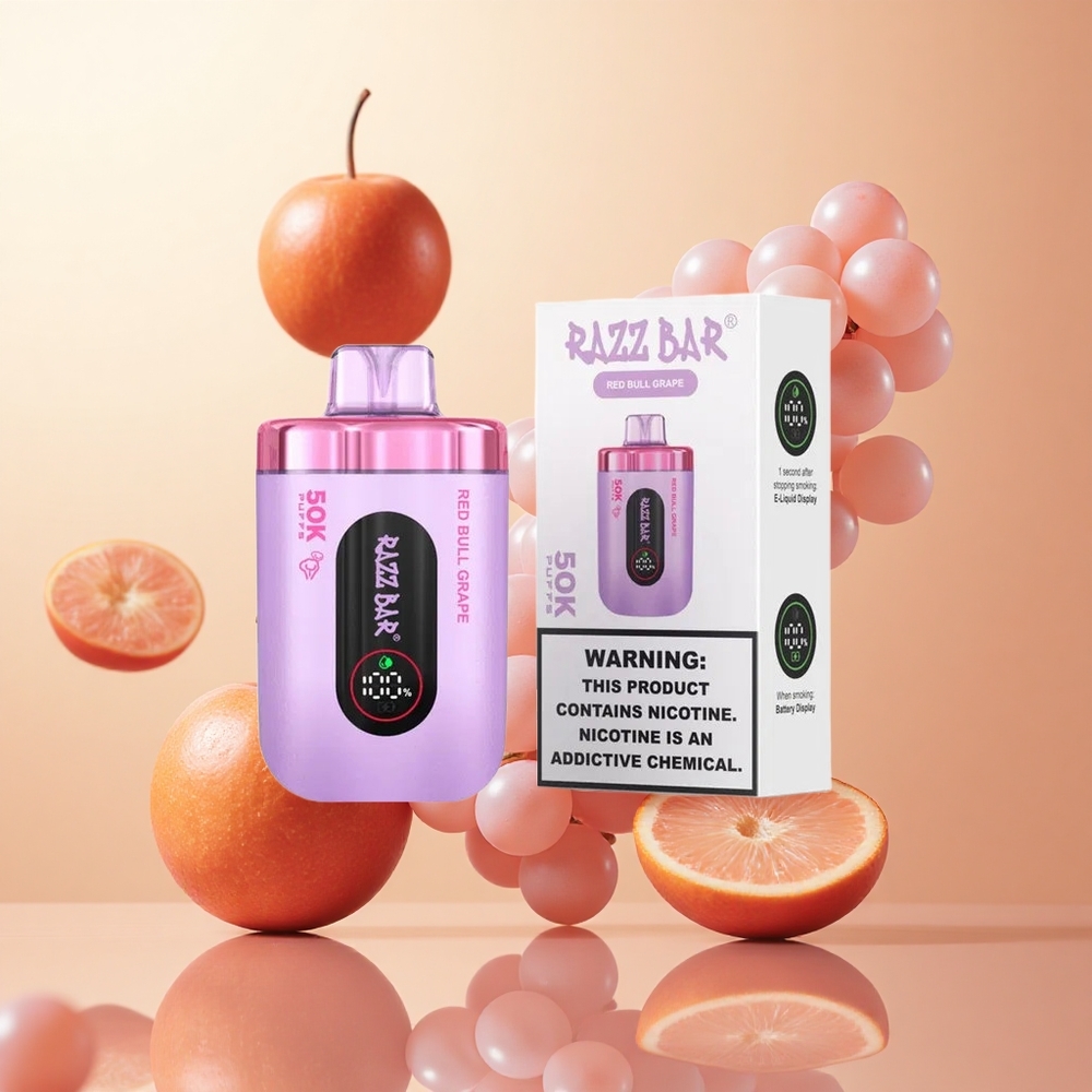 Uva Toro Rojo Razz Bar 50K Caladas Recargable Tipo-C con Batería 650 Mah