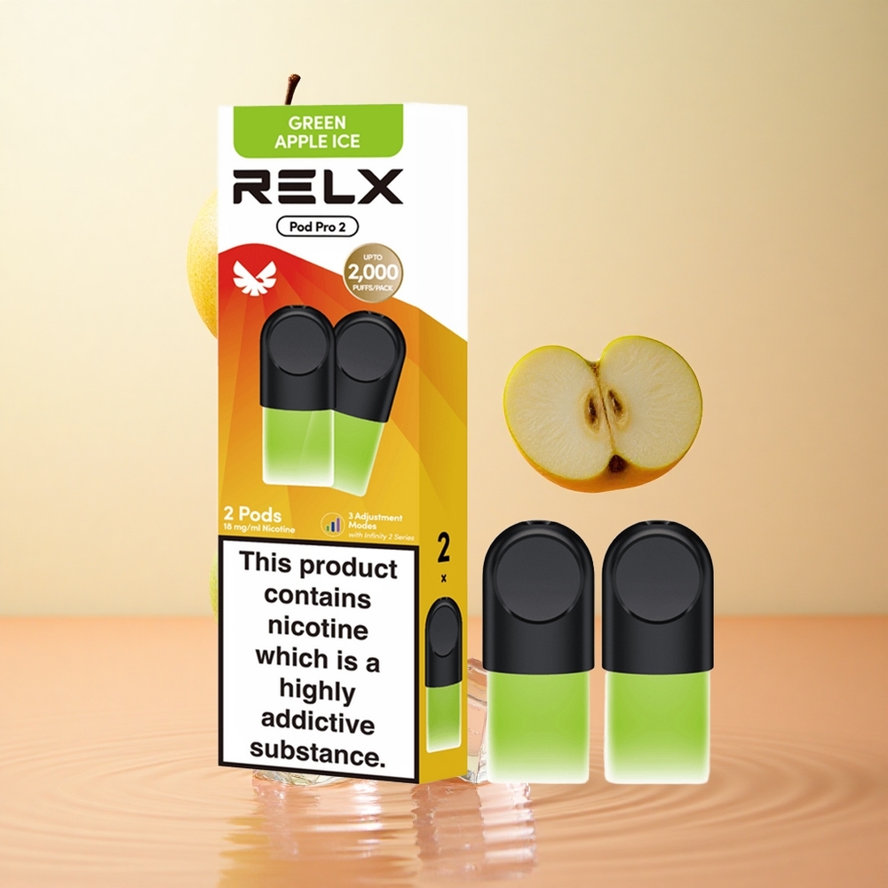 Manzana Verde Helada RELX Pod Pro 2 Puertos con 1.8% Nicotina y 600 Caladas