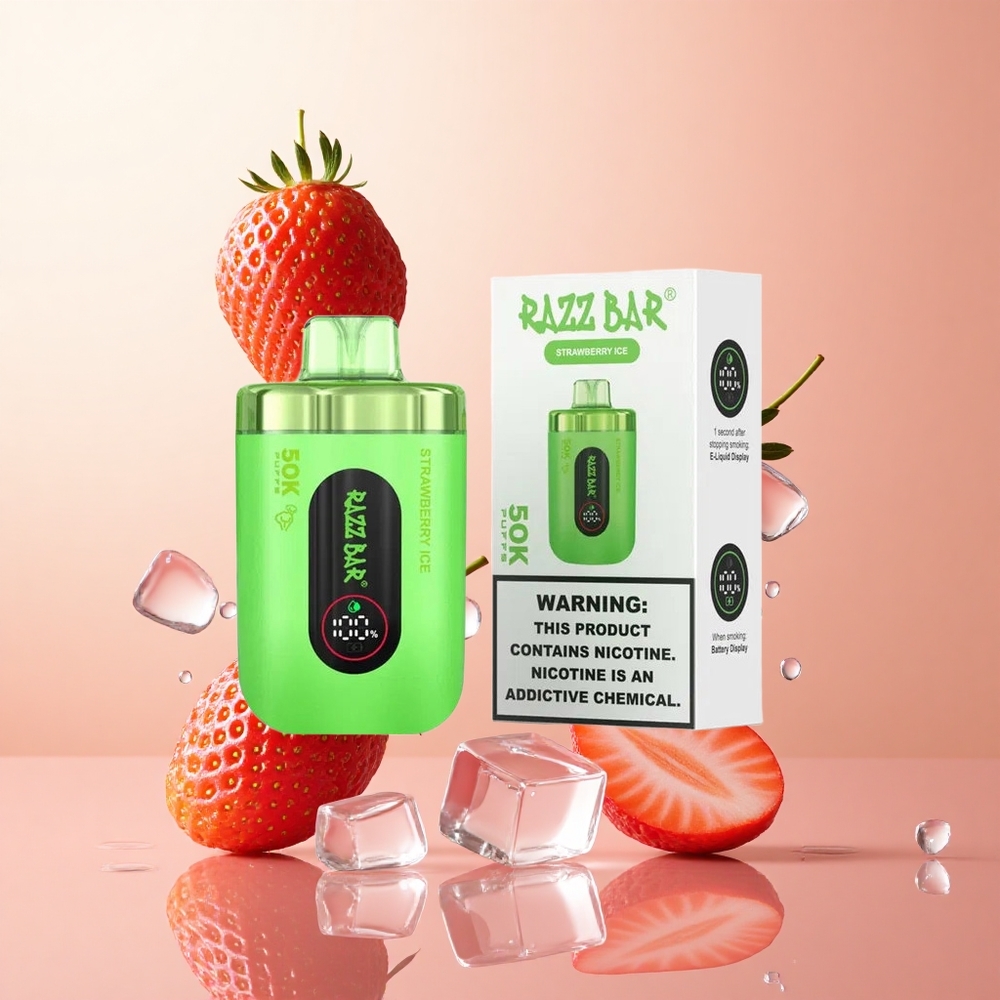 Fresa Hielo Razz Bar 50K Caladas Recargable Tipo-C con 2 de Nicotina